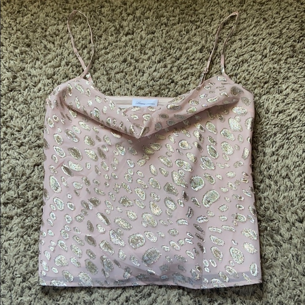 Lovers + friends top in gold and blush